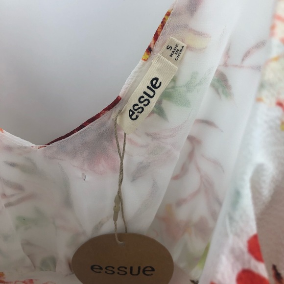 Essue White Floral Crop Top Small - Picture 4 of 5